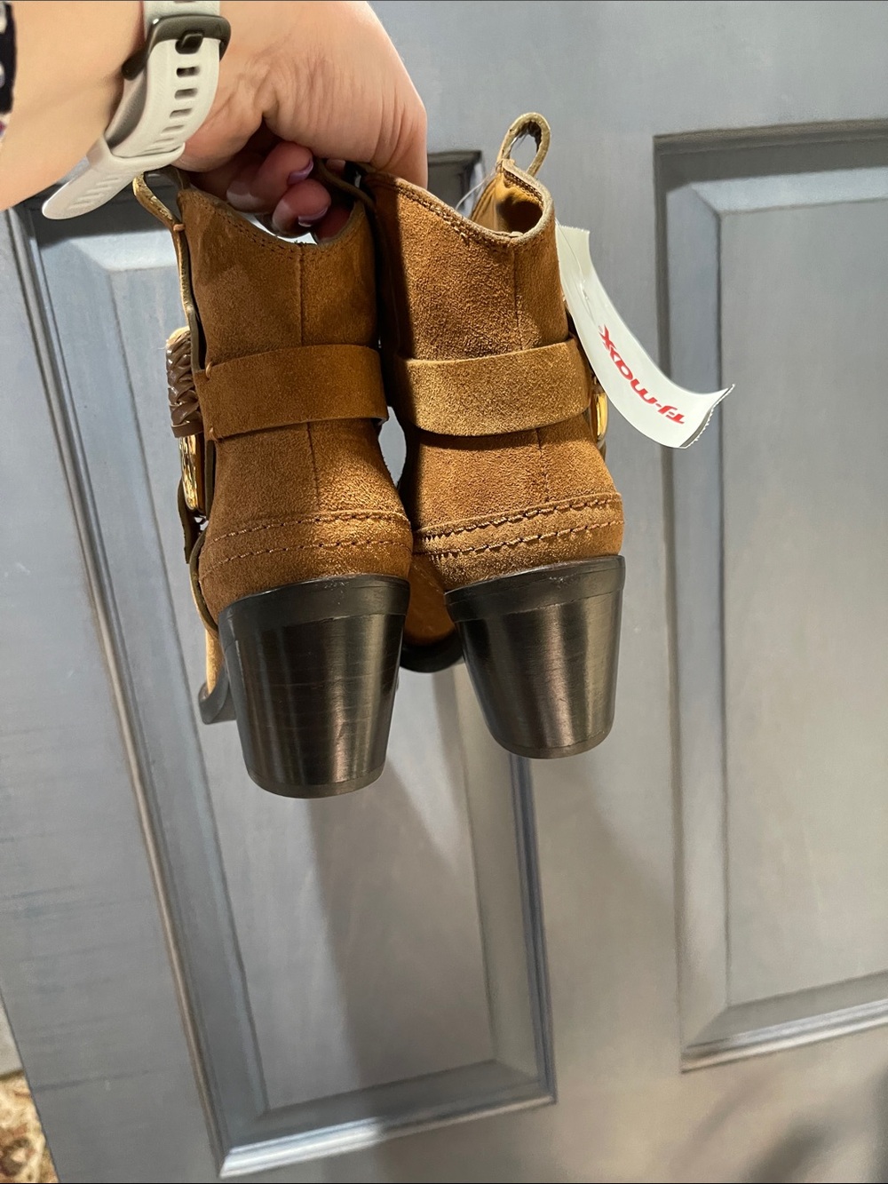 See By Chloe Chloé Hana Booties Brown Suede Ankle Booties Ring Detail NWOB 6 - Picture 8 of 9